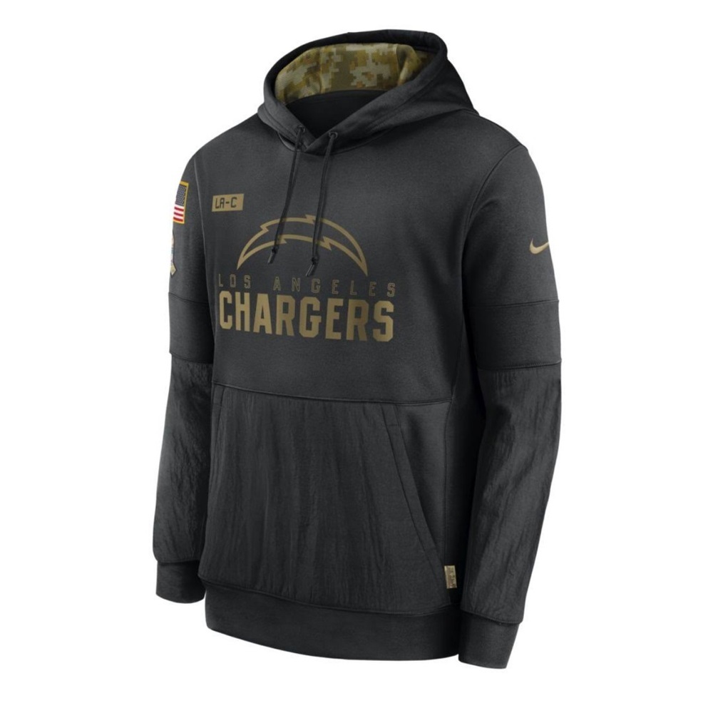 Nike LA Chargers Black 2020 Salute to Service Sideline Performance Hoodie